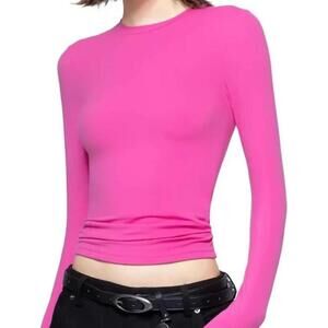 PUMIEY Hot Pink Long Sleeve Scoop Neck Top XS Activewear Athletic Performance